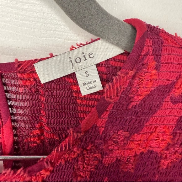 Joie Jamila Smocked Tonal Floral Print Blouse Silk Cotton Blend Size Small GUC - Picture 2 of 7